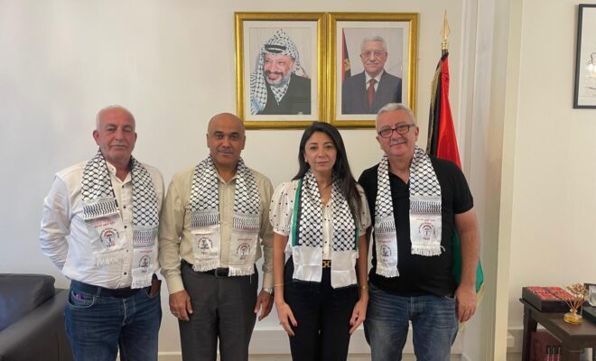 وفد من جمعية عسكر للتنمية والتطوير المجتمعي يزور سفارة دولة فلسطين في فرنسا